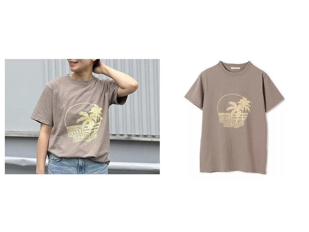 【COUTURE D'ADAM/クチュールドアダム】のノスタルジックな風合い漂う ヴィンテージリメイクTシャツ〈San Diego〉 おすすめ人気トレンドファッション通販アイテム インテリア・キッズ・メンズ・レディースファッション・服の通販 founy(ファニー) 　ファッション　Fashion　レディースファッション　WOMEN　トップス・カットソー　Tops/Tshirt　シャツ/ブラウス　Shirts/Blouses　ロング / Tシャツ　T-Shirts　コレクション　Collection　プリント　Print　ラバー　Rubber　リメイク　Remake　ヴィンテージ　Vintage　洗える　Washable　ベージュ系　Beige　|ID:crp329100000217560