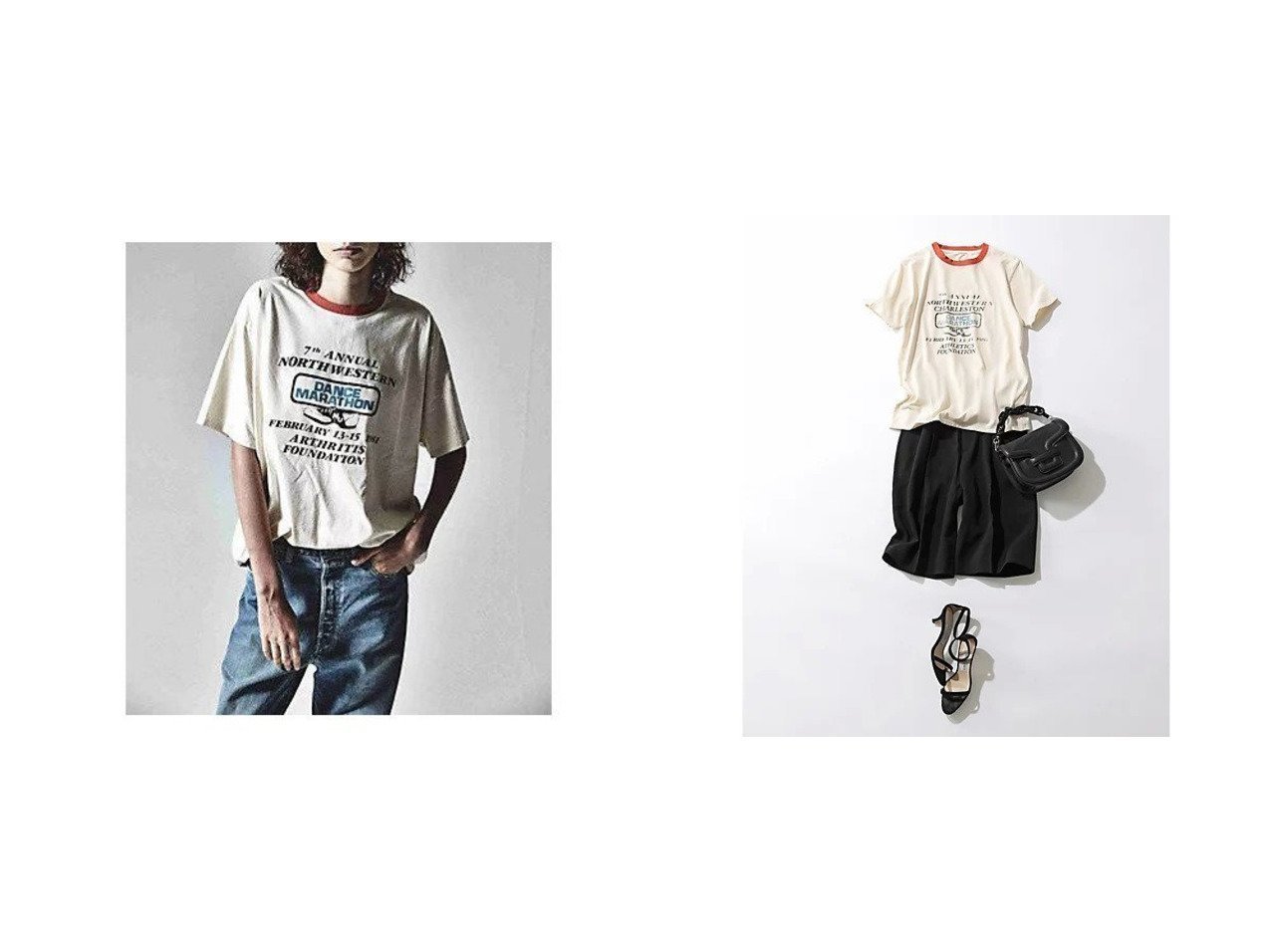 【COUTURE D'ADAM/クチュールドアダム】1981年を感じさせるノスタルジックな一枚 ヴィンテージリメイクTシャツ〈Dance Marathon〉 おすすめ人気トレンドファッション通販アイテム インテリア・キッズ・メンズ・レディースファッション・服の通販 founy(ファニー) 　ファッション　Fashion　レディースファッション　WOMEN　トップス・カットソー　Tops/Tshirt　シャツ/ブラウス　Shirts/Blouses　ロング / Tシャツ　T-Shirts　コレクション　Collection　パイピング　Piping　プリント　Print　モチーフ　Motif　ラバー　Rubber　リメイク　Remake　ヴィンテージ　Vintage　|ID:crp329100000217563