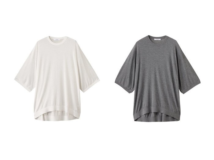【CINOH/チノ】涼やかに着こなす大人のビッグシルエットニットTシャツ おすすめ人気トレンドファッション通販アイテム 人気、トレンドファッション・服の通販 founy(ファニー) 　ファッション　Fashion　レディースファッション　WOMEN　トップス・カットソー　Tops/Tshirt　ニット　Knit Tops　シャツ/ブラウス　Shirts/Blouses　ロング / Tシャツ　T-Shirts　プルオーバー　Pullover　おすすめ　Recommend　スキニーデニム　Skinny Denim　ビッグ　Big　ワイド　Wide　今夏　Summer　今季　This Season　夏　Summer　NEW・新作・新着・新入荷　New Arrivals　|ID:crp329100000217592