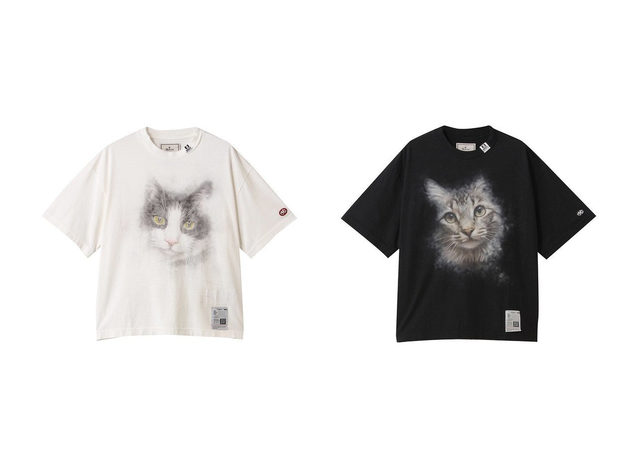 【Maison MIHARA YASUHIRO/メゾン ミハラヤスヒロ】愛嬌たっぷりのCATプリントで魅せる主役Tシャツ おすすめ人気トレンドファッション通販アイテム インテリア・キッズ・メンズ・レディースファッション・服の通販 founy(ファニー) 　ファッション　Fashion　レディースファッション　WOMEN　トップス・カットソー　Tops/Tshirt　シャツ/ブラウス　Shirts/Blouses　ロング / Tシャツ　T-Shirts　カットソー　Cut and Sewn　ショート　Short　スリーブ　Sleeve　バランス　Balance　プリント　Print　NEW・新作・新着・新入荷　New Arrivals　ホワイト系　White　ブラック系　Black　|ID:crp329100000217597