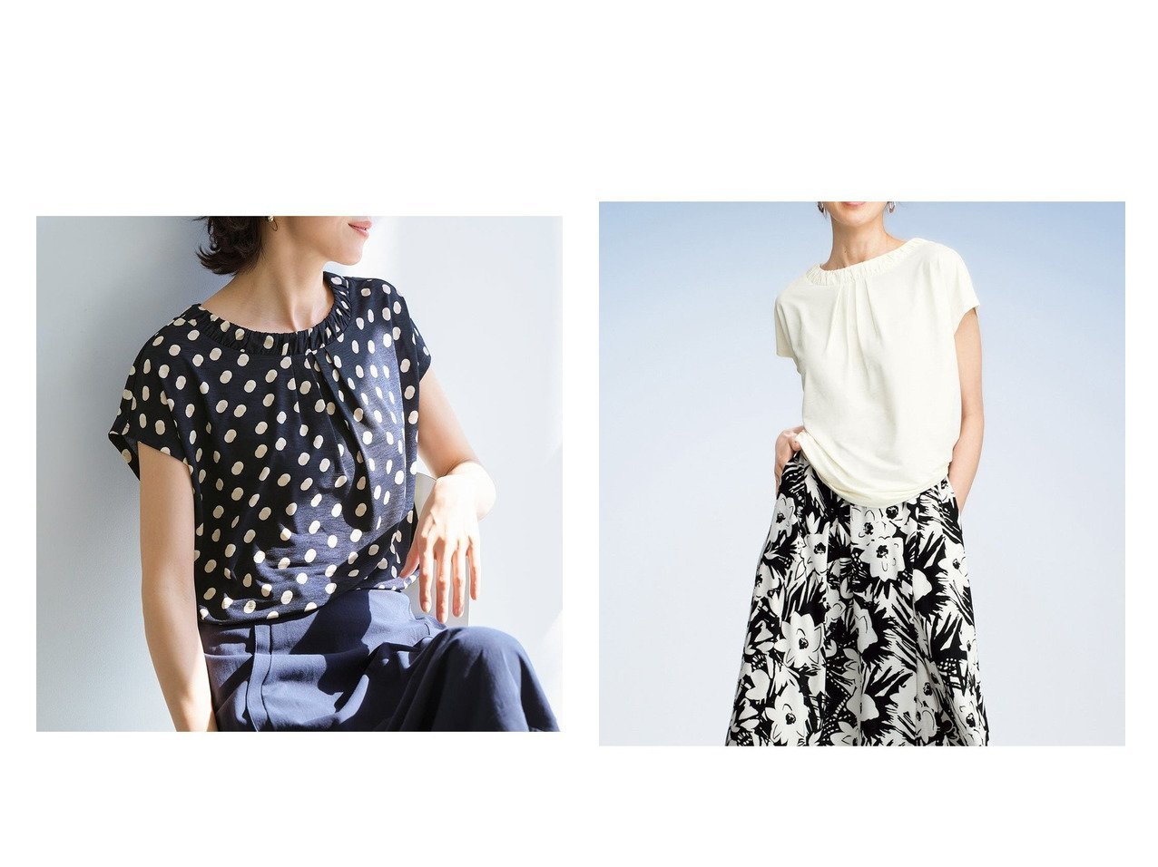 【DoCLASSE/ドゥクラッセ】紫外線対策も涼しさも叶える上品ギャザーネックブラウス おすすめ人気トレンドファッション通販アイテム インテリア・キッズ・メンズ・レディースファッション・服の通販 founy(ファニー) 　ファッション　Fashion　レディースファッション　WOMEN　トップス・カットソー　Tops/Tshirt　シャツ/ブラウス　Shirts/Blouses　ロング / Tシャツ　T-Shirts　カットソー　Cut and Sewn　NEW・新作・新着・新入荷　New Arrivals　カットソー　Cut And Sew　ギャザー　Gather　ドレープ　Drape　フレンチ　French　夏　Summer　旅行　Travel　ベージュ系　Beige　ブルー系　Blue　ホワイト系　White　ブラック系　Black　ブラウン系　Brown　グレー系　Gray　|ID:crp329100000217685