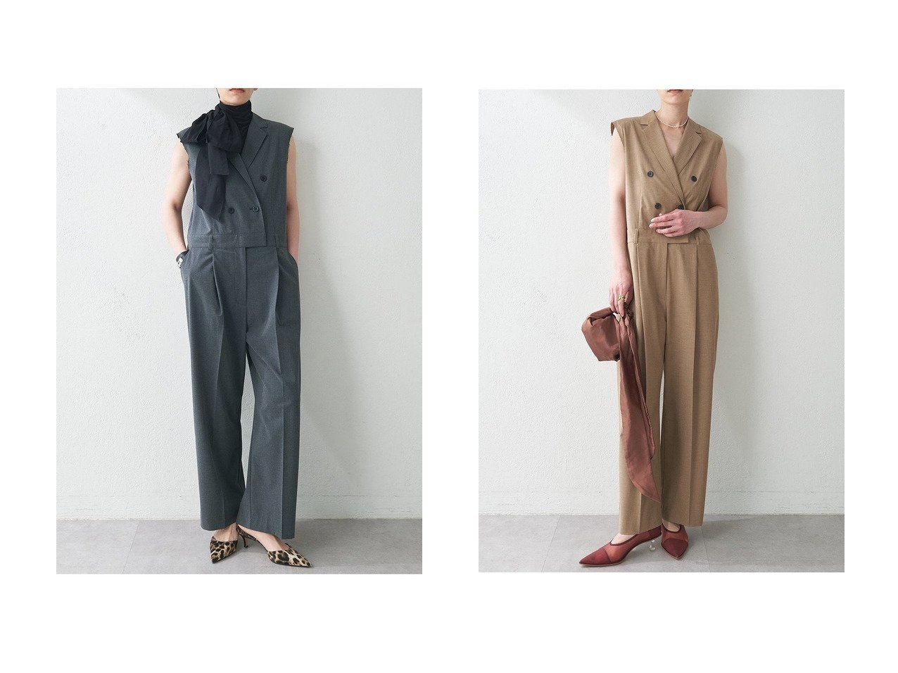 【Whim Gazette/ウィムガゼット】テーラーカラーで魅せる大人のノースリジャンプスーツが夏の装いを格上げ おすすめ人気トレンドファッション通販アイテム インテリア・キッズ・メンズ・レディースファッション・服の通販 founy(ファニー) 　ファッション　Fashion　レディースファッション　WOMEN　おすすめ　Recommend　インナー　Inner　カットソー　Cut And Sew　ジャケット　Jacket　ストライプ　Stripe　ストレッチ　Stretch　センター　Center　ノースリーブ　No Sleeve　ボトム　Bottom　マニッシュ　Mannish　ワイド　Wide　人気　Popularity　夏　Summer　NEW・新作・新着・新入荷　New Arrivals　グレー系　Gray　ベージュ系　Beige　ブルー系　Blue　|ID:crp329100000217706