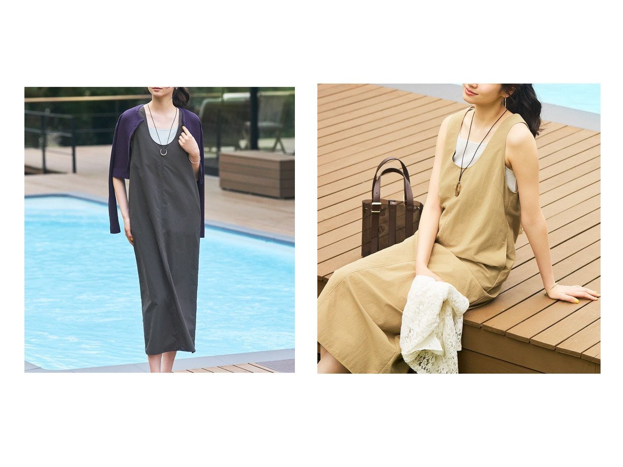 【23区】高機能で美シルエットなナイロンタフタワンピース おすすめ人気トレンドファッション通販アイテム インテリア・キッズ・メンズ・レディースファッション・服の通販 founy(ファニー) 　ファッション　Fashion　レディースファッション　WOMEN　ワンピース　Dress　インナー　Inner　春　Spring　洗える　Washable　軽量　Lightweight　ノースリーブ　No Sleeve　フレア　Flare　ブルゾン　Blouson　水着　Swimsuit　S/S・春夏　Ss・Spring/Summer　NEW・新作・新着・新入荷　New Arrivals　おすすめ　Recommend　夏　Summer　2025年　2025　2025春夏・S/S　Ss,Spring/Summer,2025　ベージュ系　Beige　グレー系　Gray　|ID:crp329100000217774