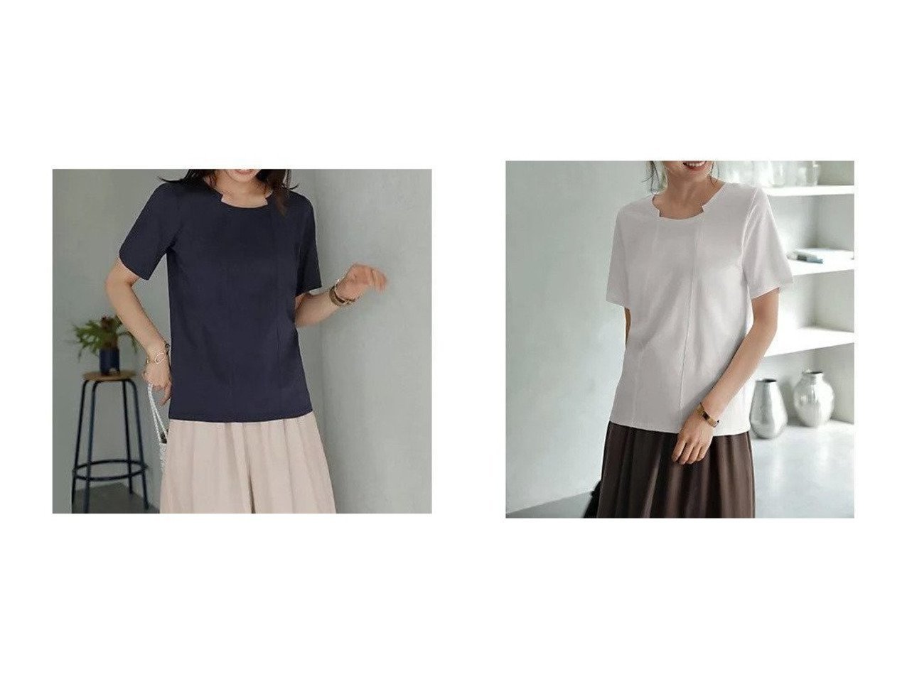 【STYLE DELI/スタイルデリ】着こなしを格上げするSTYLE DELIの首元デザインカットソートップス おすすめ人気トレンドファッション通販アイテム インテリア・キッズ・メンズ・レディースファッション・服の通販 founy(ファニー) 　ファッション　Fashion　レディースファッション　WOMEN　トップス・カットソー　Tops/Tshirt　カットソー　Cut and Sewn　インナー　Inner　春　Spring　キャミソール　Camisole　サロペット　Overalls　ジャケット　Jacket　ノースリーブ　No Sleeve　フィット　Fit　フロント　Front　ボックス　Box　ポケット　Pocket　半袖　Short Sleeve　S/S・春夏　Ss・Spring/Summer　夏　Summer　エレガント 上品　Elegant　ブルー系　Blue　ホワイト系　White　|ID:crp329100000217833