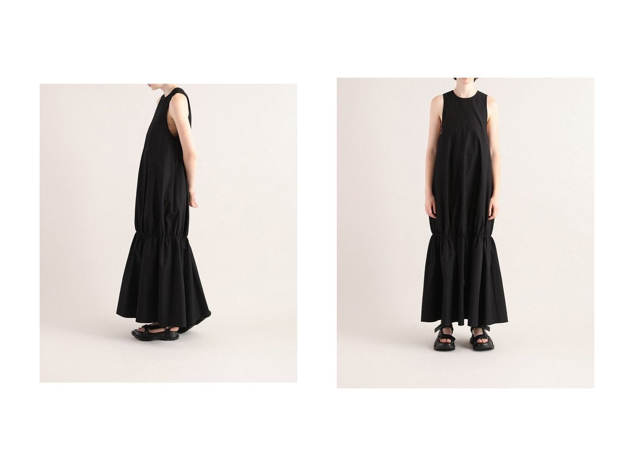 【SACRA/サクラ】洗練されたティアードシルエットが魅力のリップルドフィニッシュノースリーブワンピース おすすめ人気トレンドファッション通販アイテム インテリア・キッズ・メンズ・レディースファッション・服の通販 founy(ファニー) 　ファッション　Fashion　レディースファッション　WOMEN　ワンピース　Dress　チュニック　Tunic　アクセサリー　Accessories　チュニック　Tunic　ノースリーブ　No Sleeve　ロング　Long　ブラック系　Black　|ID:crp329100000217873