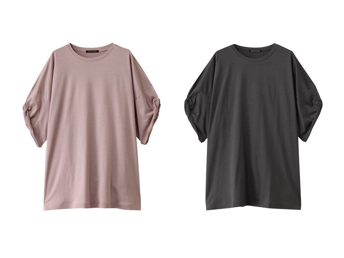 【mizuiro ind/ミズイロ インド】ロールアップスリーブが映える、ゆったりワイドTシャツ おすすめ人気トレンドファッション通販アイテム 人気、トレンドファッション・服の通販 founy(ファニー) 　ファッション　Fashion　レディースファッション　WOMEN　トップス・カットソー　Tops/Tshirt　シャツ/ブラウス　Shirts/Blouses　ロング / Tシャツ　T-Shirts　カットソー　Cut and Sewn　なめらか　Smooth　ショート　Short　スリーブ　Sleeve　ロールアップ　Roll Up　ワイド　Wide　再入荷　Restock/Back In Stock/Re Arrival　夏　Summer　定番　Standard　春　Spring　S/S・春夏　Ss・Spring/Summer　|ID:crp329100000217893