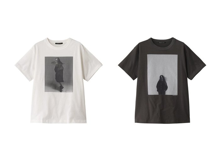 【mizuiro ind/ミズイロ インド】モノトーンフォトが映える、アート感漂う主役Tシャツ おすすめ人気トレンドファッション通販アイテム 人気、トレンドファッション・服の通販 founy(ファニー) 　ファッション　Fashion　レディースファッション　WOMEN　トップス・カットソー　Tops/Tshirt　シャツ/ブラウス　Shirts/Blouses　ロング / Tシャツ　T-Shirts　カットソー　Cut and Sewn　グラフィック　Graphic　ショート　Short　シンプル　Simple　スリーブ　Sleeve　フロント　Front　プリント　Print　モノトーン　Monotone　|ID:crp329100000217894