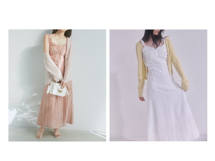 【FRAY I.D/フレイ アイディー】フェザーのように揺れる華やかさ 大人可愛いフリンジジャガードキャミワンピ おすすめ人気トレンドファッション通販アイテム 人気、トレンドファッション・服の通販 founy(ファニー) ファッション Fashion レディースファッション WOMEN ワンピース Dress キャミワンピース No Sleeve Dresses キャミワンピース Cami Dress ギャザー Gather デコルテ Decolletage トレンド Trend フリンジ Fringe フレア Flare ラップ Wrap リボン Ribbon リュクス Luxe エレガント 上品 Elegant |ID:crp329100000217942