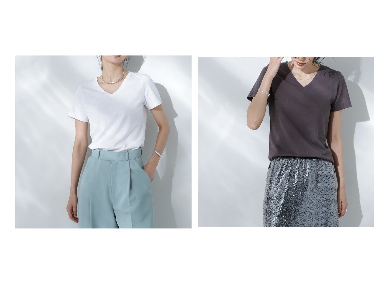 【nano universe/ナノ ユニバース】汗ジミ知らずで爽やかに過ごす 多機能VネックTシャツ おすすめ人気トレンドファッション通販アイテム インテリア・キッズ・メンズ・レディースファッション・服の通販 founy(ファニー) 　ファッション　Fashion　レディースファッション　WOMEN　トップス・カットソー　Tops/Tshirt　シャツ/ブラウス　Shirts/Blouses　ロング / Tシャツ　T-Shirts　Vネック　V-Neck　吸水　Water Absorption　スリット　Slit　定番　Standard　人気　Popularity　ベーシック　Basic　再入荷　Restock/Back In Stock/Re Arrival　2025年　2025　2025春夏・S/S　Ss,Spring/Summer,2025　ホワイト系　White　ブラック系　Black　グリーン系　Green　|ID:crp329100000218010