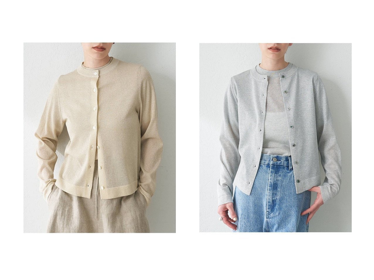 【Whim Gazette/ウィムガゼット】繊細ラメ×シアー感で涼やかに纏う大人のニットカーディガン おすすめ人気トレンドファッション通販アイテム インテリア・キッズ・メンズ・レディースファッション・服の通販 founy(ファニー) 　ファッション　Fashion　レディースファッション　WOMEN　トップス・カットソー　Tops/Tshirt　ニット　Knit Tops　カーディガン　Cardigans　おすすめ　Recommend　アンサンブル　Ensemble　インナー　Inner　カーディガン　Cardigan　シアー　Sheer　シルバー　Silver　ジャケット　Jacket　プレーン　Plane　エレガント 上品　Elegant　夏　Summer　NEW・新作・新着・新入荷　New Arrivals　ベージュ系　Beige　ゴールド系　Gold　|ID:crp329100000218033