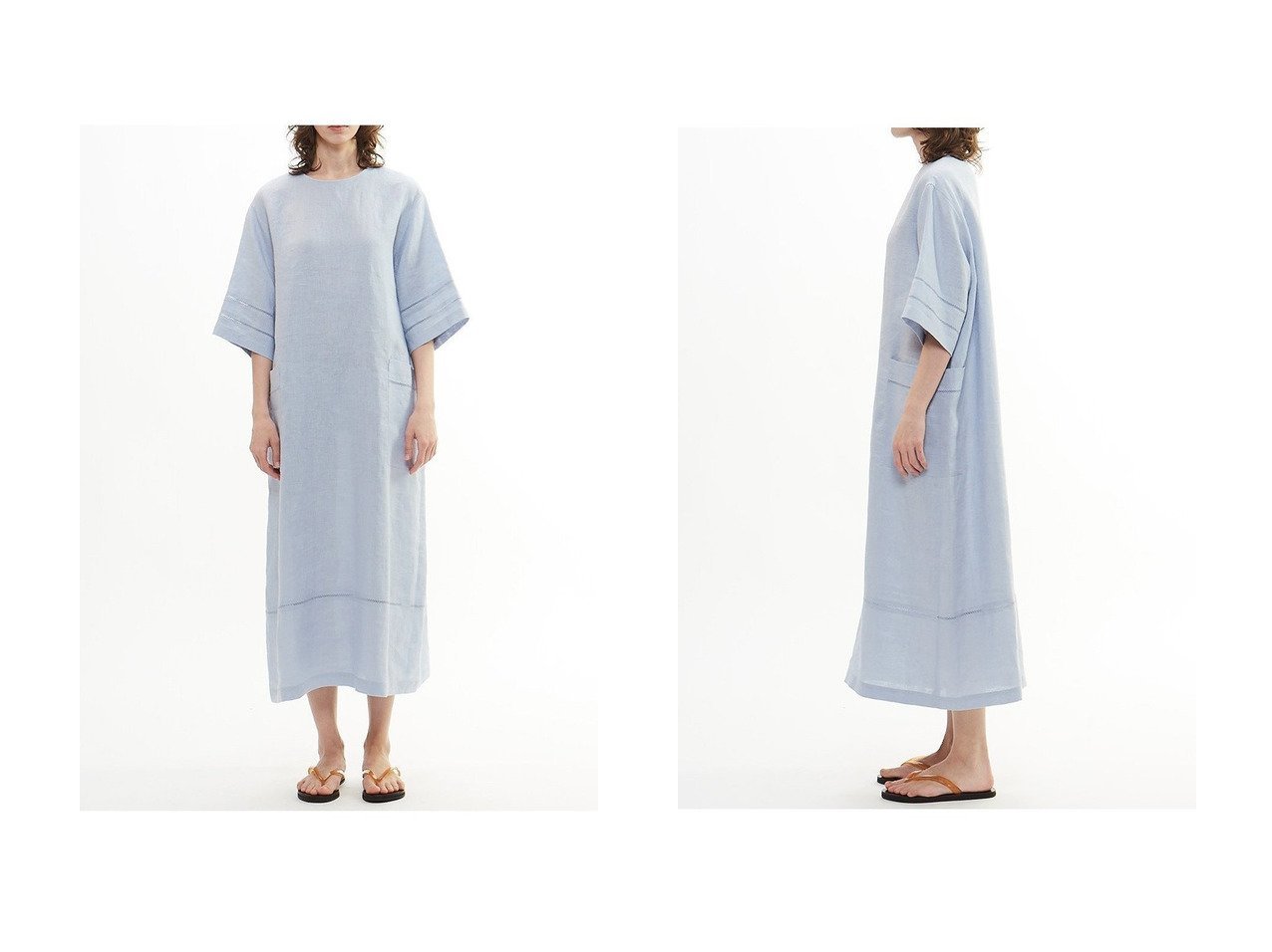 【PLAIN PEOPLE/プレインピープル】刺しゅうディテール×上質リネンが映える夏の主役ワンピース おすすめ人気トレンドファッション通販アイテム インテリア・キッズ・メンズ・レディースファッション・服の通販 founy(ファニー) 　ファッション　Fashion　レディースファッション　WOMEN　ワンピース　Dress　チュニック　Tunic　ダブル　Double　チュニック　Tunic　ドロップ　Drop　ポケット　Pocket　リネン　Linen　ロング　Long　半袖　Short Sleeve　NEW・新作・新着・新入荷　New Arrivals　|ID:crp329100000218042