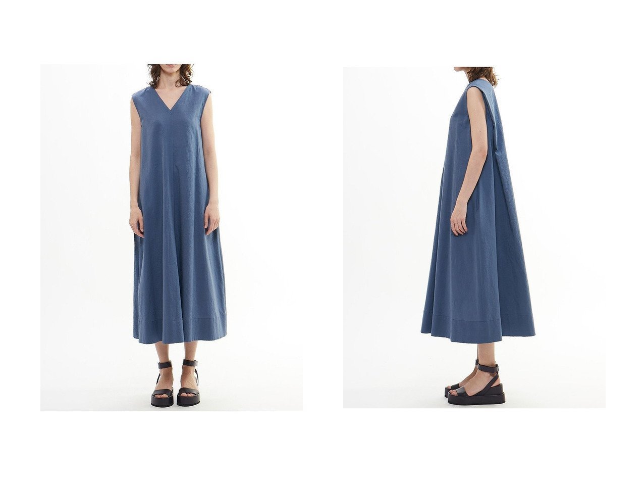 【PLAIN PEOPLE/プレインピープル】ふんわりガーゼ×美Vネックで魅せるフェミニンワンピース おすすめ人気トレンドファッション通販アイテム インテリア・キッズ・メンズ・レディースファッション・服の通販 founy(ファニー) 　ファッション　Fashion　レディースファッション　WOMEN　ワンピース　Dress　チュニック　Tunic　ダブル　Double　チュニック　Tunic　ノースリーブ　No Sleeve　ロング　Long　ワッシャー　Washer　NEW・新作・新着・新入荷　New Arrivals　グレー系　Gray　ブルー系　Blue　|ID:crp329100000218052