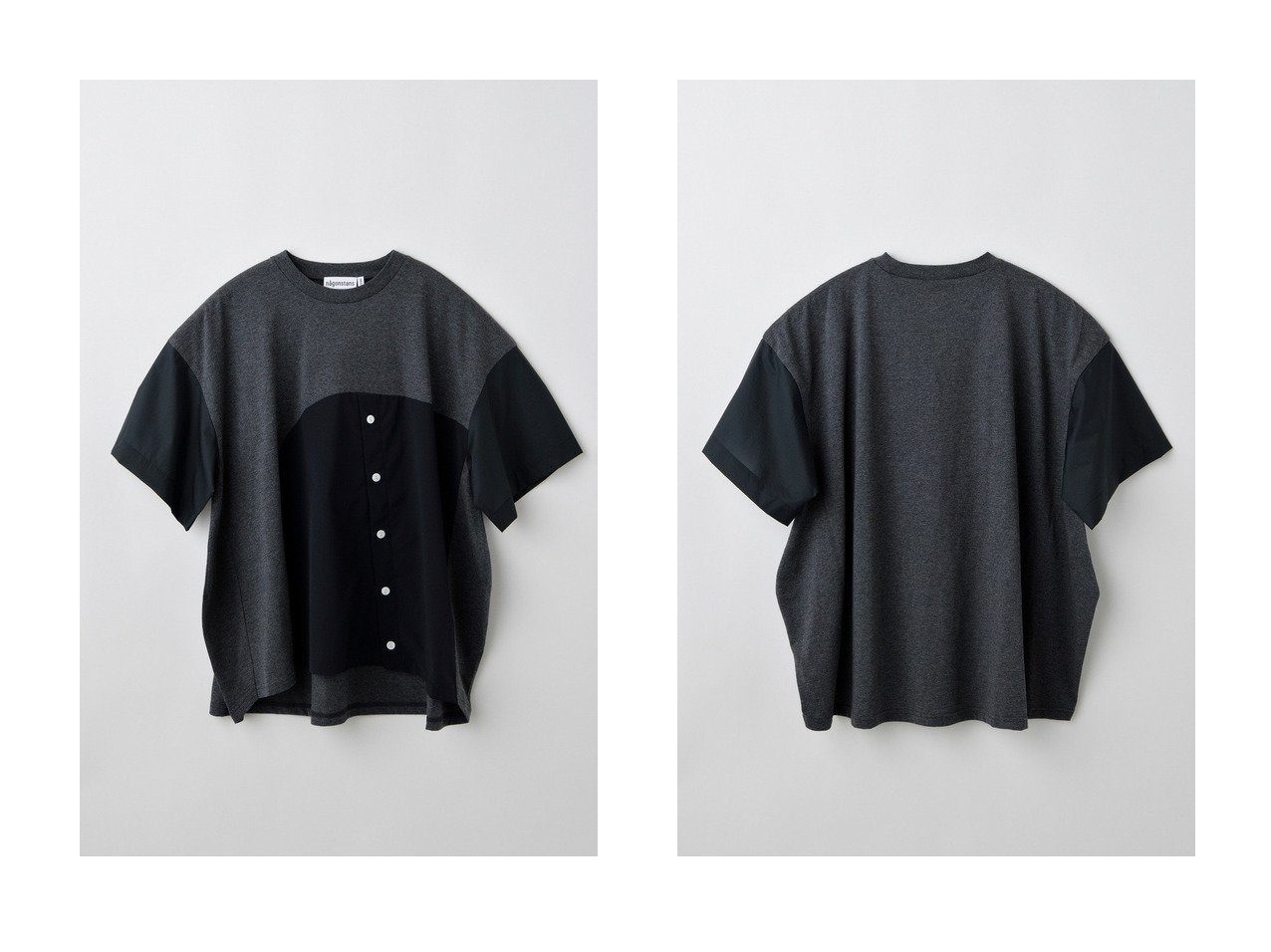 【nagonstans/ナゴンスタンス】重ね着風に楽しむ、異素材ドッキングTシャツ おすすめ人気トレンドファッション通販アイテム インテリア・キッズ・メンズ・レディースファッション・服の通販 founy(ファニー) 　ファッション　Fashion　レディースファッション　WOMEN　トップス・カットソー　Tops/Tshirt　シャツ/ブラウス　Shirts/Blouses　ロング / Tシャツ　T-Shirts　プルオーバー　Pullover　カットソー　Cut and Sewn　ショート　Short　スリーブ　Sleeve　ドッキング　Docking　ミックス　Mix　ルーズ　Loose　|ID:crp329100000218098