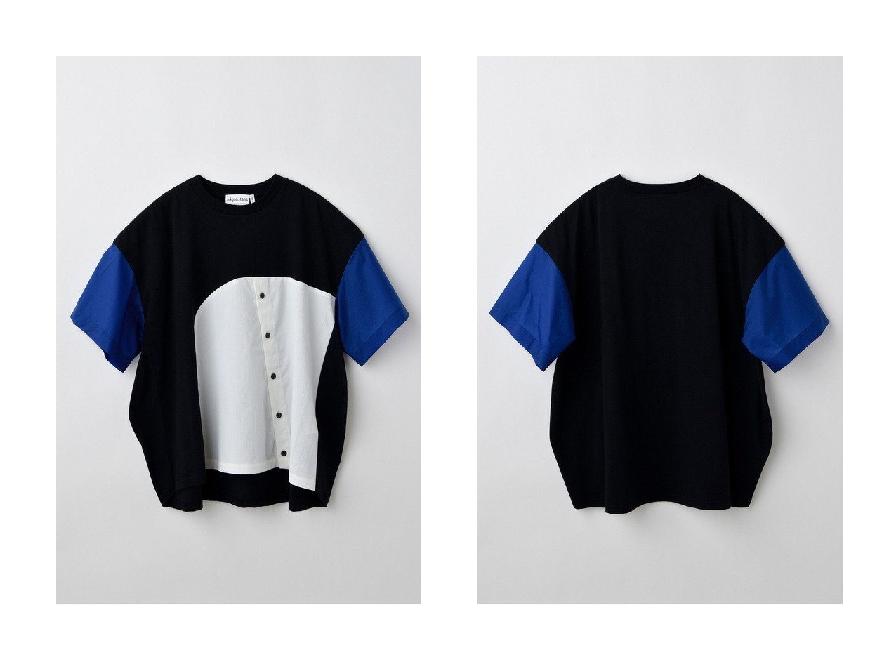 【nagonstans/ナゴンスタンス】一枚で重ね着風、異素材ドッキングTシャツ おすすめ人気トレンドファッション通販アイテム インテリア・キッズ・メンズ・レディースファッション・服の通販 founy(ファニー) 　ファッション　Fashion　レディースファッション　WOMEN　トップス・カットソー　Tops/Tshirt　シャツ/ブラウス　Shirts/Blouses　ロング / Tシャツ　T-Shirts　プルオーバー　Pullover　カットソー　Cut and Sewn　ショート　Short　スリーブ　Sleeve　ドッキング　Docking　ミックス　Mix　ルーズ　Loose　|ID:crp329100000218100