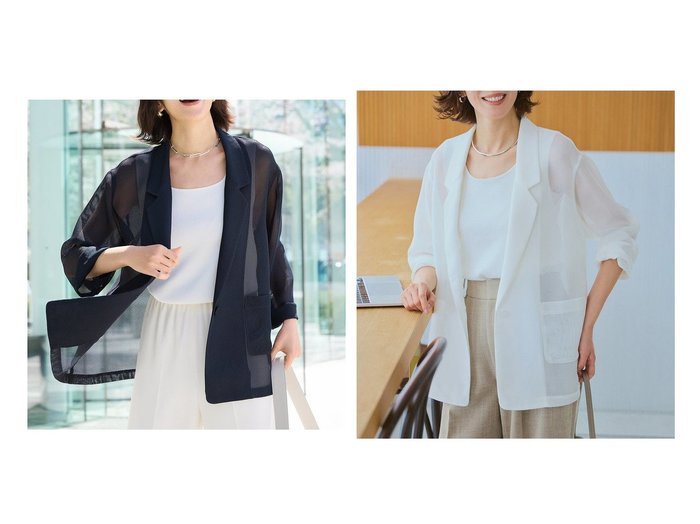 【DoCLASSE/ドゥクラッセ】夏の装いに差をつける 軽やかで涼しい紗素材のメッシュジャケット おすすめ人気トレンドファッション通販アイテム 人気、トレンドファッション・服の通販 founy(ファニー) 　ファッション　Fashion　レディースファッション　WOMEN　アウター　Coat Outerwear　ジャケット　Jackets　NEW・新作・新着・新入荷　New Arrivals　おすすめ　Recommend　ジャケット　Jacket　トレンド　Trend　メッシュ　Mesh　リラックス　Relax　夏　Summer　|ID:crp329100000218153