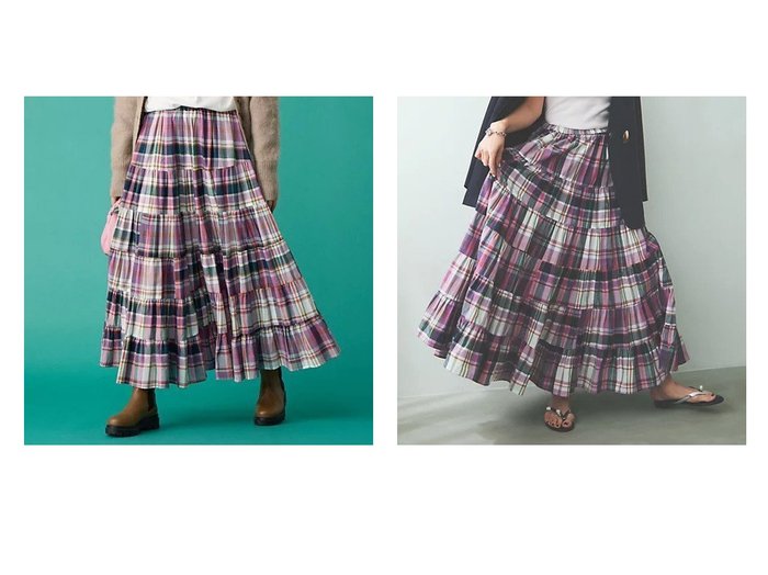 【COUTURE D'ADAM/クチュールドアダム】6段ティアードが華やかに揺れる、マドラスチェックの主役級スカート おすすめ人気トレンドファッション通販アイテム 人気、トレンドファッション・服の通販 founy(ファニー) ファッション Fashion レディースファッション WOMEN スカート Skirt ティアードスカート Tiered Skirts アイビー Ivy アメリカン American インド India ギャザー Gather ティアードスカート Tiered Skirt |ID:crp329100000218212