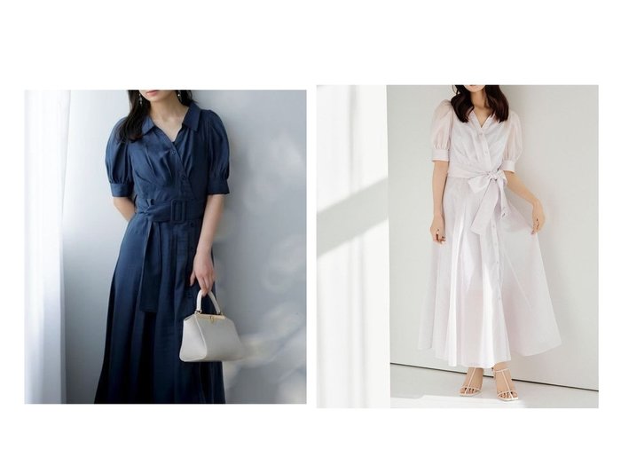 【SNIDEL/スナイデル】カシュクール×バルーンスリーブで魅せる　メリハリ美人なシャツワンピース おすすめ人気トレンドファッション通販アイテム インテリア・キッズ・メンズ・レディースファッション・服の通販 founy(ファニー) https://founy.com/ ファッション Fashion レディースファッション WOMEN ワンピース Dress シャツワンピース Shirt Dresses エレガント 上品 Elegant ギンガム Gingham シャーリング Shirring シンプル Simple ストライプ Stripe ストレート Straight スリーブ Sleeve チェック Check バルーン Balloon フィット Fit フェミニン Feminine フレア Flare 無地 Plain Color リボン Ribbon ロマンティック Romantic おすすめ Recommend |ID:crp329100000218220