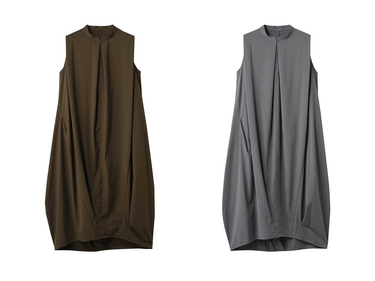 【LANVIN en Bleu/ランバン オン ブルー】立体シルエットで差をつける 上品コクーンワンピース おすすめ人気トレンドファッション通販アイテム インテリア・キッズ・メンズ・レディースファッション・服の通販 founy(ファニー) 　ファッション　Fashion　レディースファッション　WOMEN　ワンピース　Dress　チュニック　Tunic　タイプライター　Typewriter　チュニック　Tunic　ロング　Long　エレガント 上品　Elegant　NEW・新作・新着・新入荷　New Arrivals　ブルー系　Blue　グリーン系　Green　グレー系　Gray　|ID:crp329100000218289