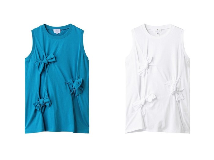 【LANVIN en Bleu/ランバン オン ブルー】リボンディテールが主役の フェミニントップス おすすめ人気トレンドファッション通販アイテム 人気、トレンドファッション・服の通販 founy(ファニー) ファッション Fashion レディースファッション WOMEN トップス・カットソー Tops/Tshirt キャミソール / ノースリーブ No Sleeves シャツ/ブラウス Shirts/Blouses ロング / Tシャツ T-Shirts カットソー Cut and Sewn カットソー Cut And Sew キャミソール Camisole ギャザー Gather タンク Tank フェミニン Feminine フロント Front リボン Ribbon NEW・新作・新着・新入荷 New Arrivals |ID:crp329100000218290