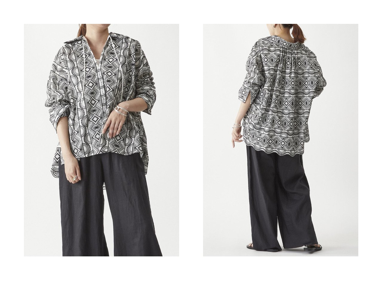 【1er Arrondissement/プルミエ アロンディスモン】トルコレースが際立つ ジオメトリック刺しゅうのカフタン風シャツ おすすめ人気トレンドファッション通販アイテム インテリア・キッズ・メンズ・レディースファッション・服の通販 founy(ファニー) 　ファッション　Fashion　レディースファッション　WOMEN　トップス・カットソー　Tops/Tshirt　シャツ/ブラウス　Shirts/Blouses　アクセサリー　Accessories　カフス　Cuffs　スラックス　Slacks　スリーブ　Sleeve　ボトム　Bottom　リネン　Linen　レース　Race　ロング　Long　NEW・新作・新着・新入荷　New Arrivals　ホワイト系　White　|ID:crp329100000218293