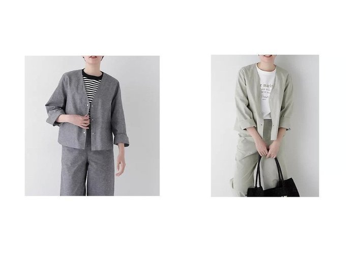 【HUMAN WOMAN/ヒューマンウーマン】涼しげな風合いで着回し自在 シャンブレー素材のVネックブルゾン おすすめ人気トレンドファッション通販アイテム 人気、トレンドファッション・服の通販 founy(ファニー) ファッション Fashion レディースファッション WOMEN アウター Coat Outerwear ブルゾン Blouson/Jackets トップス・カットソー Tops/Tshirt Vネック V-Neck おすすめ Recommend シャンブレー Chambray シンプル Simple スタンダード Standard セットアップ Set Up ドット Dot ブルゾン Blouson メタル Metal 夏 Summer |ID:crp329100000218367