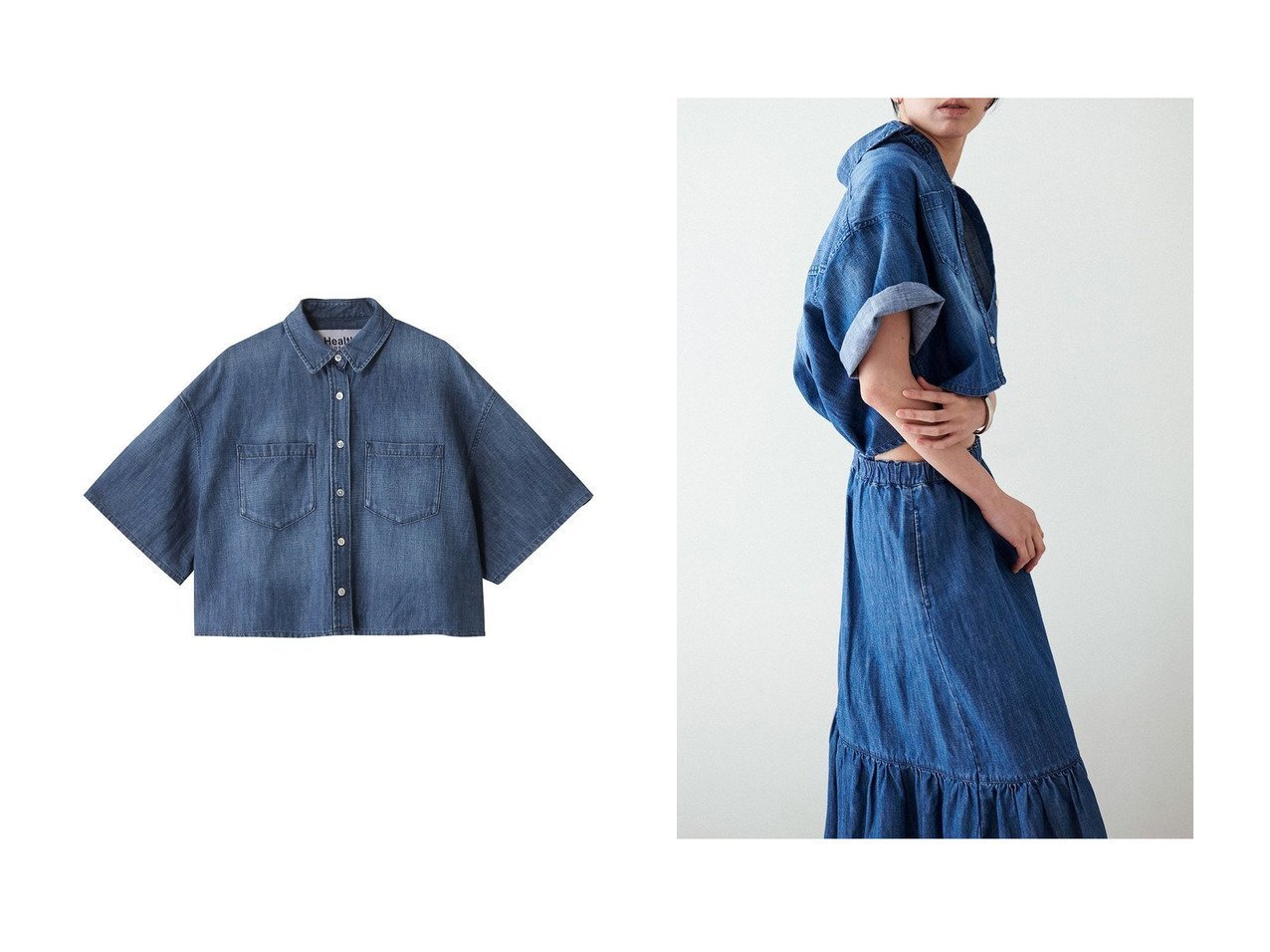 【Healthy Denim/ヘルシーデニム】旬をまとえるデニムショートシャツで夏コーデをアップデート おすすめ人気トレンドファッション通販アイテム インテリア・キッズ・メンズ・レディースファッション・服の通販 founy(ファニー) 　ファッション　Fashion　レディースファッション　WOMEN　トップス・カットソー　Tops/Tshirt　シャツ/ブラウス　Shirts/Blouses　ショート　Short　スリーブ　Sleeve　デニム　Denim　トレンド　Trend　リネン　Linen　夏　Summer　|ID:crp329100000218388