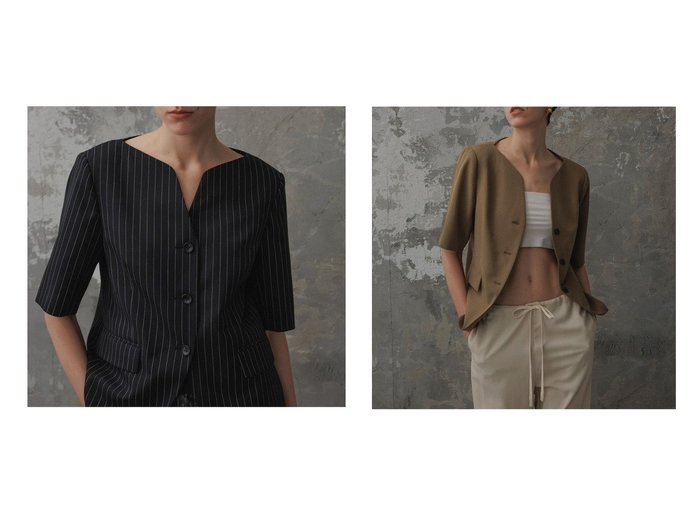 【ADAM ET ROPE'/アダム エ ロペ】上品な肌見せが叶う サマーウールギャバ ハーフスリーブジャケット おすすめ人気トレンドファッション通販アイテム 人気、トレンドファッション・服の通販 founy(ファニー) ファッション Fashion レディースファッション WOMEN アウター Coat Outerwear ジャケット Jackets 2025年 2025 2025春夏・S/S Ss,Spring/Summer,2025 夏 Summer 春 Spring S/S・春夏 Ss・Spring/Summer |ID:crp329100000218406