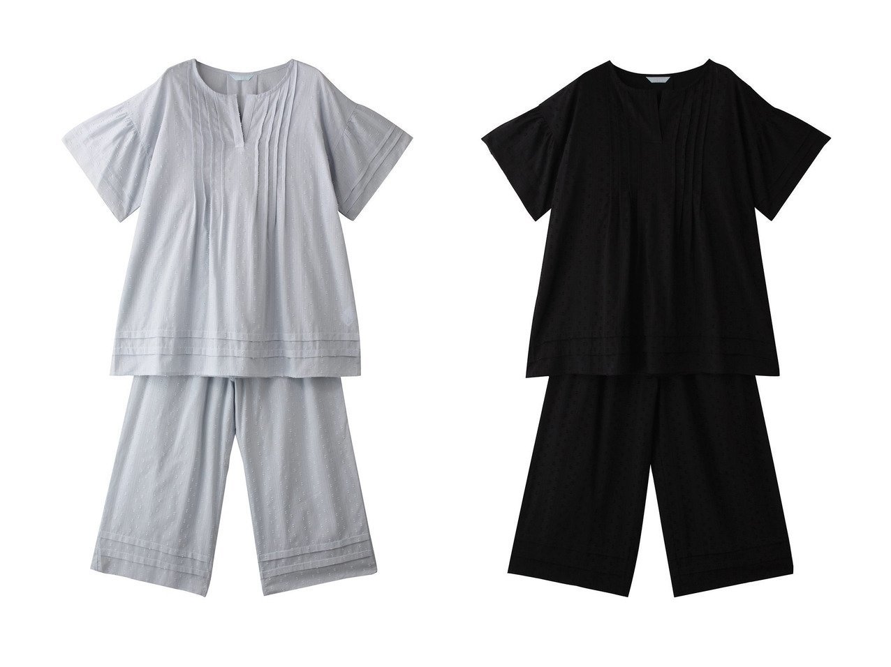 【KID BLUE/キッドブルー】ナチュラルフェミニンが魅力のドビーコットンパジャマ おすすめ人気トレンドファッション通販アイテム インテリア・キッズ・メンズ・レディースファッション・服の通販 founy(ファニー) 　ファッション　Fashion　レディースファッション　WOMEN　スリット　Slit　パジャマ　Pajamas　フェミニン　Feminine　ボトム　Bottom　夏　Summer　定番　Standard　NEW・新作・新着・新入荷　New Arrivals　春　Spring　S/S・春夏　Ss・Spring/Summer　ブラック系　Black　|ID:crp329100000218534