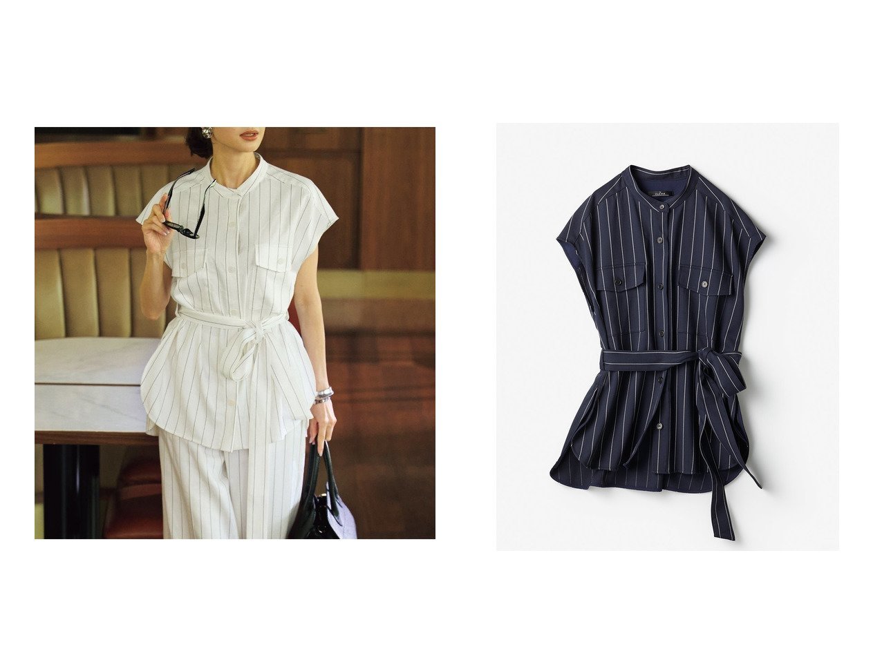 【DoCLASSE/ドゥクラッセ】品格と涼しさを両立 リネンタッチストライプ・ロングシャツ おすすめ人気トレンドファッション通販アイテム インテリア・キッズ・メンズ・レディースファッション・服の通販 founy(ファニー) 　ファッション　Fashion　レディースファッション　WOMEN　トップス・カットソー　Tops/Tshirt　シャツ/ブラウス　Shirts/Blouses　NEW・新作・新着・新入荷　New Arrivals　ジャケット　Jacket　ストライプ　Stripe　スマート　Smart　ロング　Long　夏　Summer　ホワイト系　White　|ID:crp329100000218561