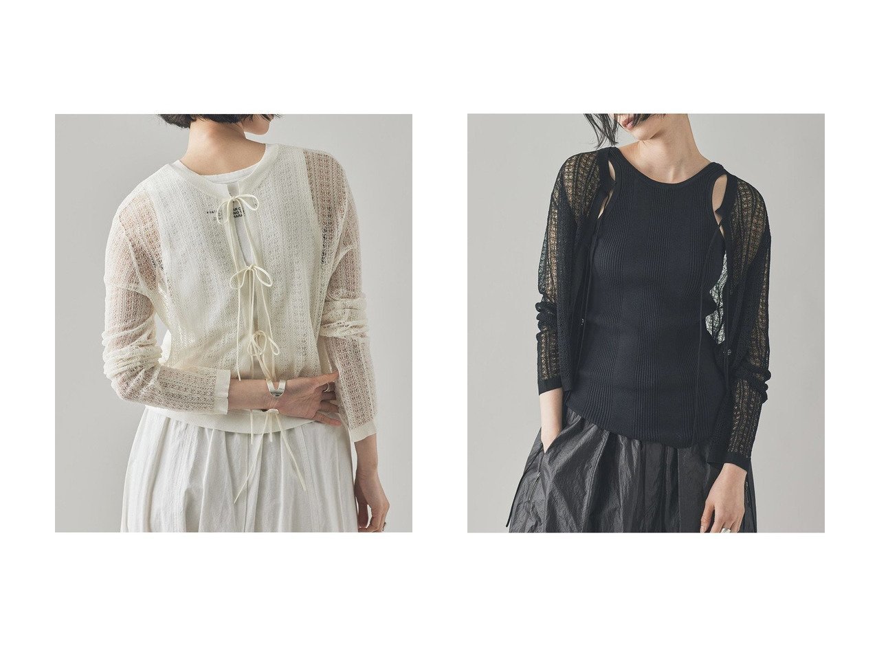 【Curensology/カレンソロジー】繊細な透かし柄が魅力の2WAYニットトップス おすすめ人気トレンドファッション通販アイテム インテリア・キッズ・メンズ・レディースファッション・服の通販 founy(ファニー) 　ファッション　Fashion　レディースファッション　WOMEN　トップス・カットソー　Tops/Tshirt　ニット　Knit Tops　プルオーバー　Pullover　おすすめ　Recommend　なめらか　Smooth　シルク　Silk　ボトム　Bottom　リボン　Ribbon　レース　Race　NEW・新作・新着・新入荷　New Arrivals　透かし　Watermark　ホワイト系　White　ブラック系　Black　|ID:crp329100000218586