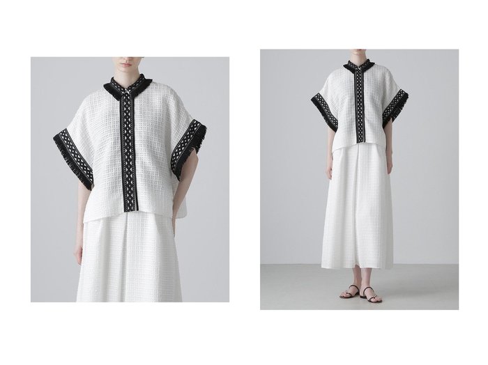 【ADORE/アドーア】透け感と華やかさを兼ね備えた、羽織りにもなる上品ブラウス おすすめ人気トレンドファッション通販アイテム 人気、トレンドファッション・服の通販 founy(ファニー) 　ファッション　Fashion　レディースファッション　WOMEN　トップス・カットソー　Tops/Tshirt　シャツ/ブラウス　Shirts/Blouses　カフス　Cuffs　ショート　Short　スリーブ　Sleeve　チェック　Check　ツイード　Tweed　メッシュ　Mesh　レース　Race　エレガント 上品　Elegant　NEW・新作・新着・新入荷　New Arrivals　|ID:crp329100000218631
