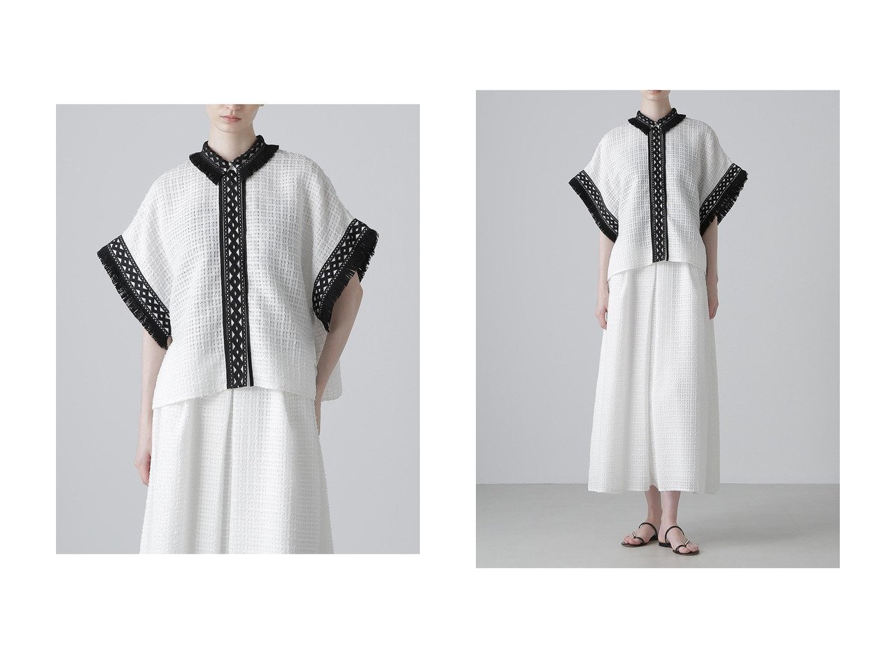 【ADORE/アドーア】透け感と華やかさを兼ね備えた、羽織りにもなる上品ブラウス おすすめ人気トレンドファッション通販アイテム インテリア・キッズ・メンズ・レディースファッション・服の通販 founy(ファニー) 　ファッション　Fashion　レディースファッション　WOMEN　トップス・カットソー　Tops/Tshirt　シャツ/ブラウス　Shirts/Blouses　カフス　Cuffs　ショート　Short　スリーブ　Sleeve　チェック　Check　ツイード　Tweed　メッシュ　Mesh　レース　Race　エレガント 上品　Elegant　NEW・新作・新着・新入荷　New Arrivals　ブラック系　Black　ホワイト系　White　|ID:crp329100000218631