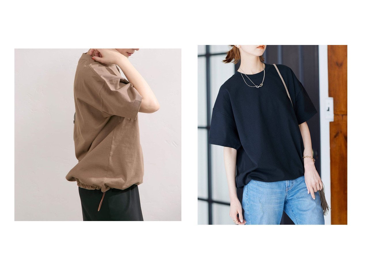 【JOURNAL STANDARD/ジャーナルスタンダード】シンプルなのに今っぽい 裾ドローコード付きTシャツ おすすめ人気トレンドファッション通販アイテム インテリア・キッズ・メンズ・レディースファッション・服の通販 founy(ファニー) 　ファッション　Fashion　レディースファッション　WOMEN　トップス・カットソー　Tops/Tshirt　シャツ/ブラウス　Shirts/Blouses　ロング / Tシャツ　T-Shirts　2025年　2025　2025春夏・S/S　Ss,Spring/Summer,2025　シャーリング　Shirring　ブラウン系　Brown　ブラック系　Black　|ID:crp329100000218664