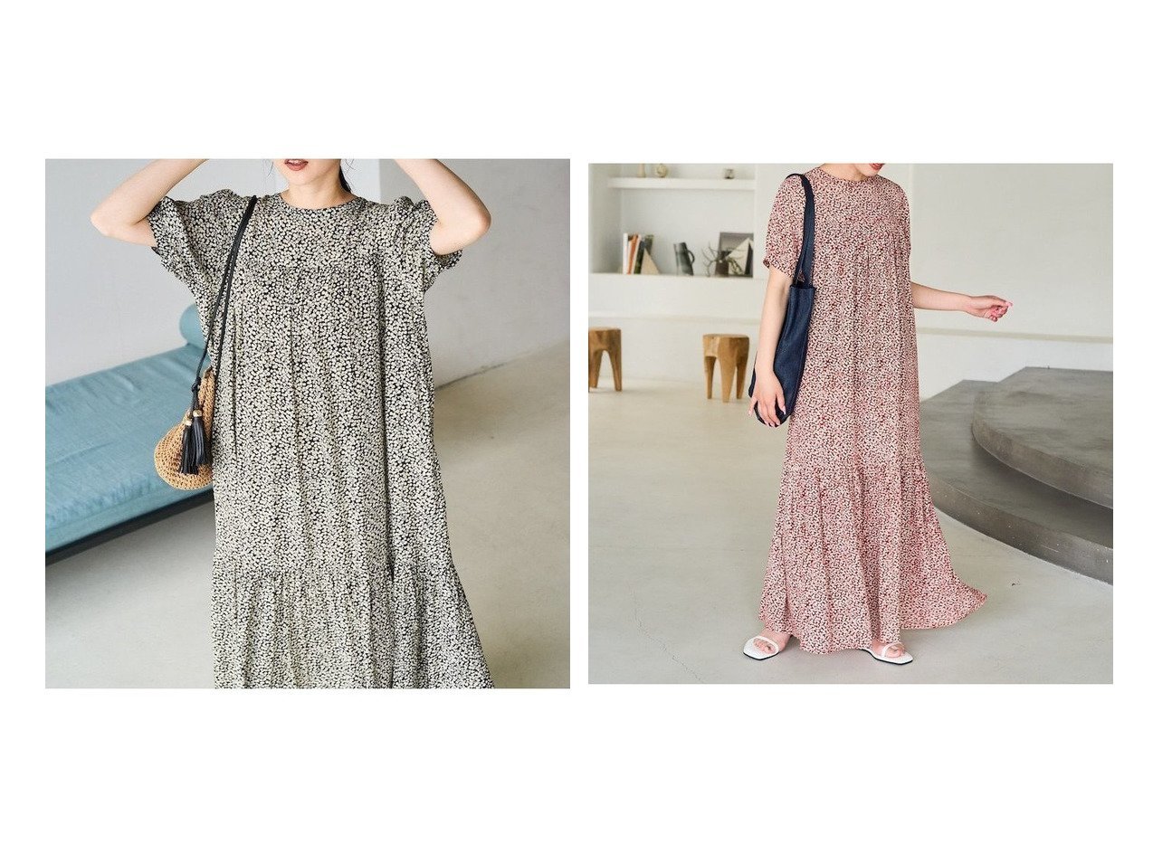 【FREAK'S STORE/フリークスストア】軽やかで華やか レトロ小花柄のレーヨンマキシワンピース おすすめ人気トレンドファッション通販アイテム インテリア・キッズ・メンズ・レディースファッション・服の通販 founy(ファニー) 　ファッション　Fashion　レディースファッション　WOMEN　ワンピース　Dress　キャップ　Cap　切替　Switching　ストラップサンダル　Strap Sandals　スニーカー　Sneakers　フェミニン　Feminine　フレア　Flare　プリント　Print　半袖　Short Sleeve　マキシ　Maxi　S/S・春夏　Ss・Spring/Summer　おすすめ　Recommend　夏　Summer　エレガント 上品　Elegant　2025年　2025　2025春夏・S/S　Ss,Spring/Summer,2025　ブラック系　Black　オレンジ系　Orange　グリーン系　Green　ブルー系　Blue　|ID:crp329100000218671