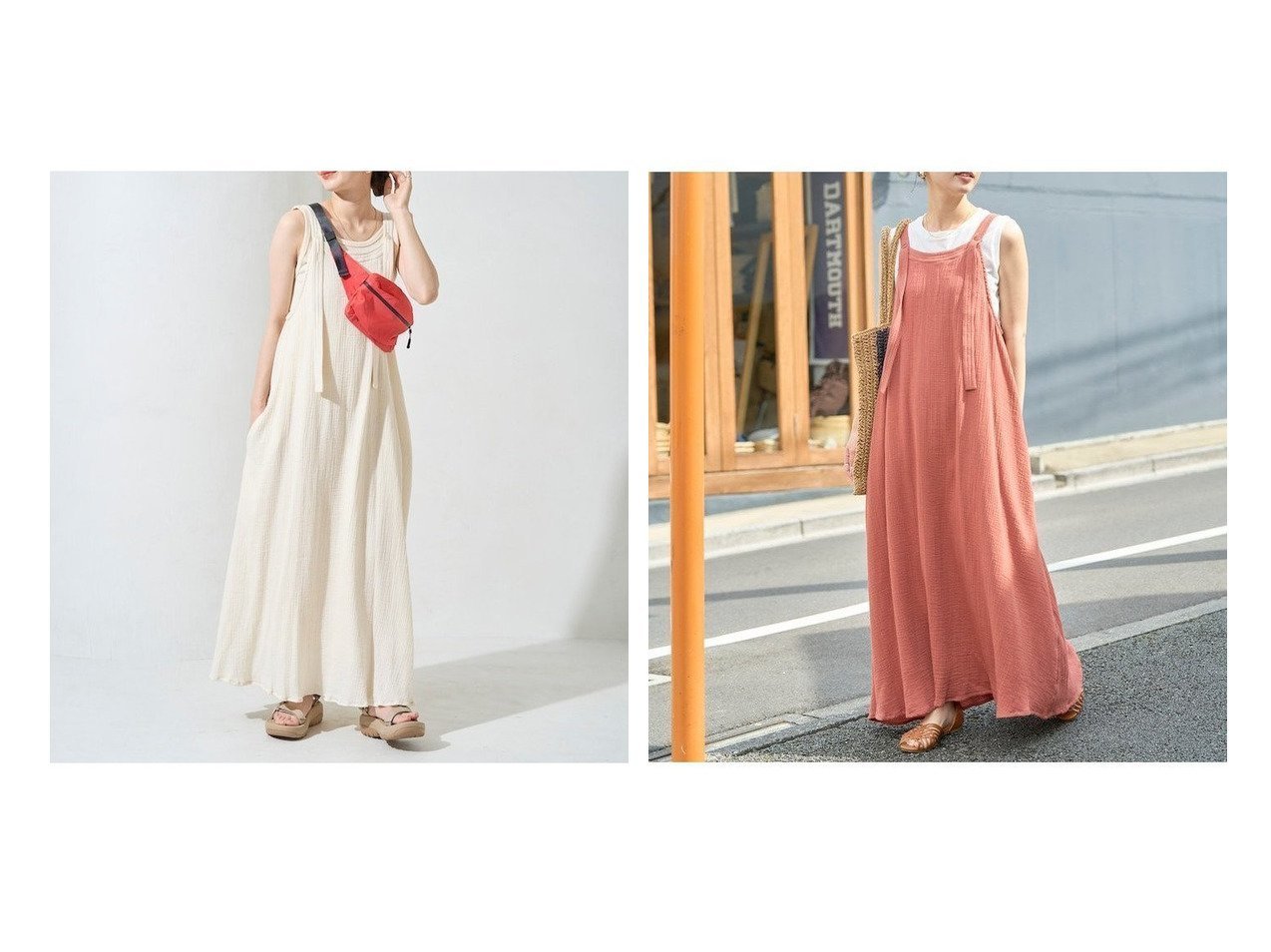 【FREAK'S STORE/フリークスストア】柔らかダブルガーゼが心地よい 抜け感たっぷりのリラックスキャミワンピース おすすめ人気トレンドファッション通販アイテム インテリア・キッズ・メンズ・レディースファッション・服の通販 founy(ファニー) 　ファッション　Fashion　レディースファッション　WOMEN　ワンピース　Dress　キャミワンピース　No Sleeve Dresses　2025年　2025　2025春夏・S/S　Ss,Spring/Summer,2025　インド　India　キャミワンピース　Cami Dress　ダブル　Double　ポケット　Pocket　ブラック系　Black　ブラウン系　Brown　ピンク系　Pink　グリーン系　Green　|ID:crp329100000218674