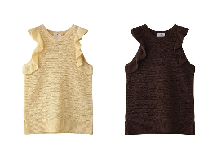 【LANVIN en Bleu/ランバン オン ブルー】華やかさと清涼感を両立 ノースリーブニットで叶える夏の上品スタイル おすすめ人気トレンドファッション通販アイテム 人気、トレンドファッション・服の通販 founy(ファニー) ファッション Fashion レディースファッション WOMEN トップス・カットソー Tops/Tshirt ニット Knit Tops キャミソール / ノースリーブ No Sleeves プルオーバー Pullover インナー Inner コンパクト Compact ジャケット Jacket センター Center ノースリーブ No Sleeve フリル Frills NEW・新作・新着・新入荷 New Arrivals |ID:crp329100000218738