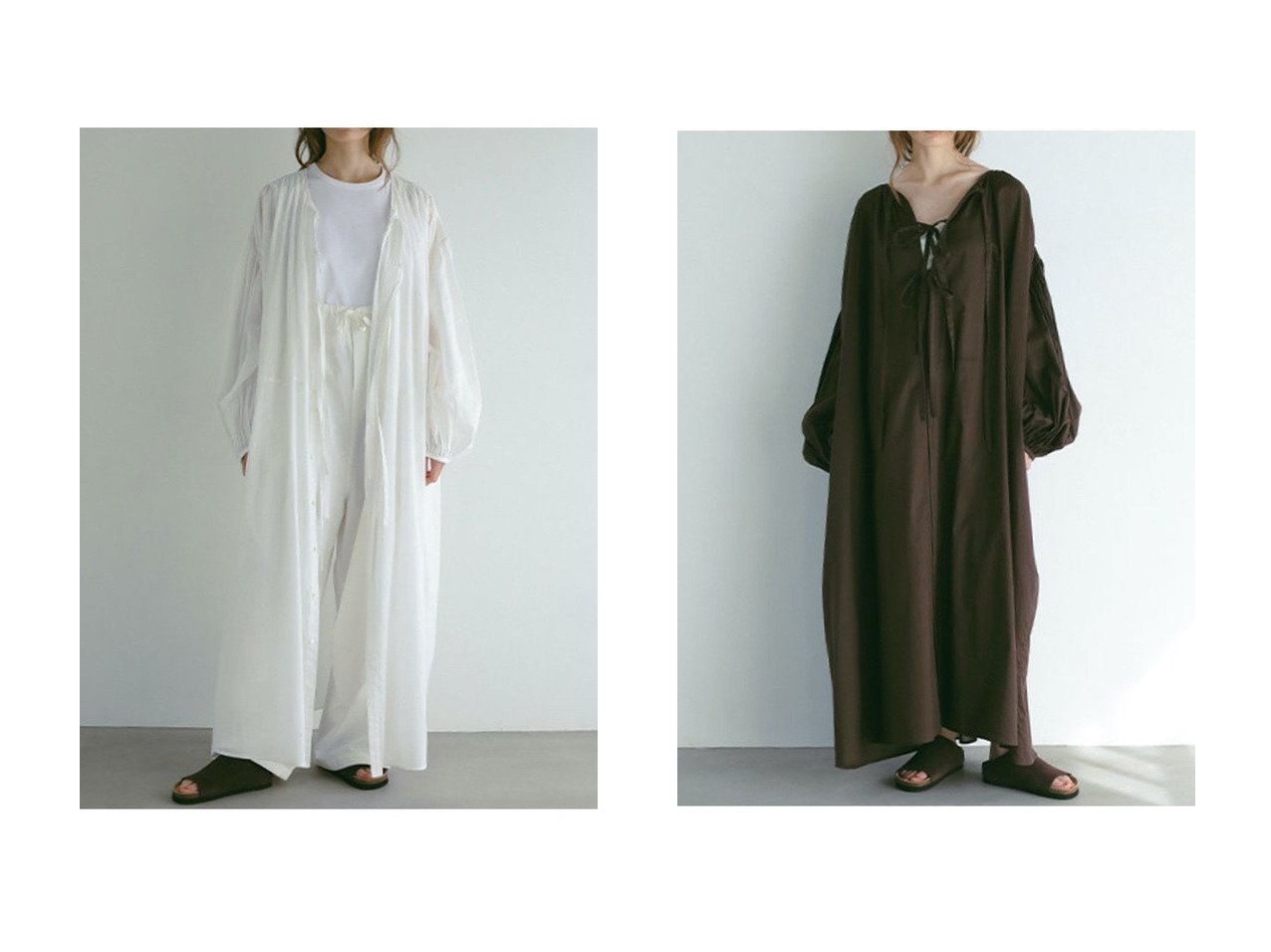 【ETRE TOKYO/エトレトウキョウ】前後2WAYで着回し自在 軽やかボイルガーゼのボリュームワンピース おすすめ人気トレンドファッション通販アイテム インテリア・キッズ・メンズ・レディースファッション・服の通販 founy(ファニー) 　ファッション　Fashion　レディースファッション　WOMEN　ワンピース　Dress　チュニック　Tunic　ガウン　Gown　チュニック　Tunic　フロント　Front　リボン　Ribbon　ロング　Long　夏　Summer　NEW・新作・新着・新入荷　New Arrivals　春　Spring　S/S・春夏　Ss・Spring/Summer　ホワイト系　White　ブラウン系　Brown　|ID:crp329100000218760