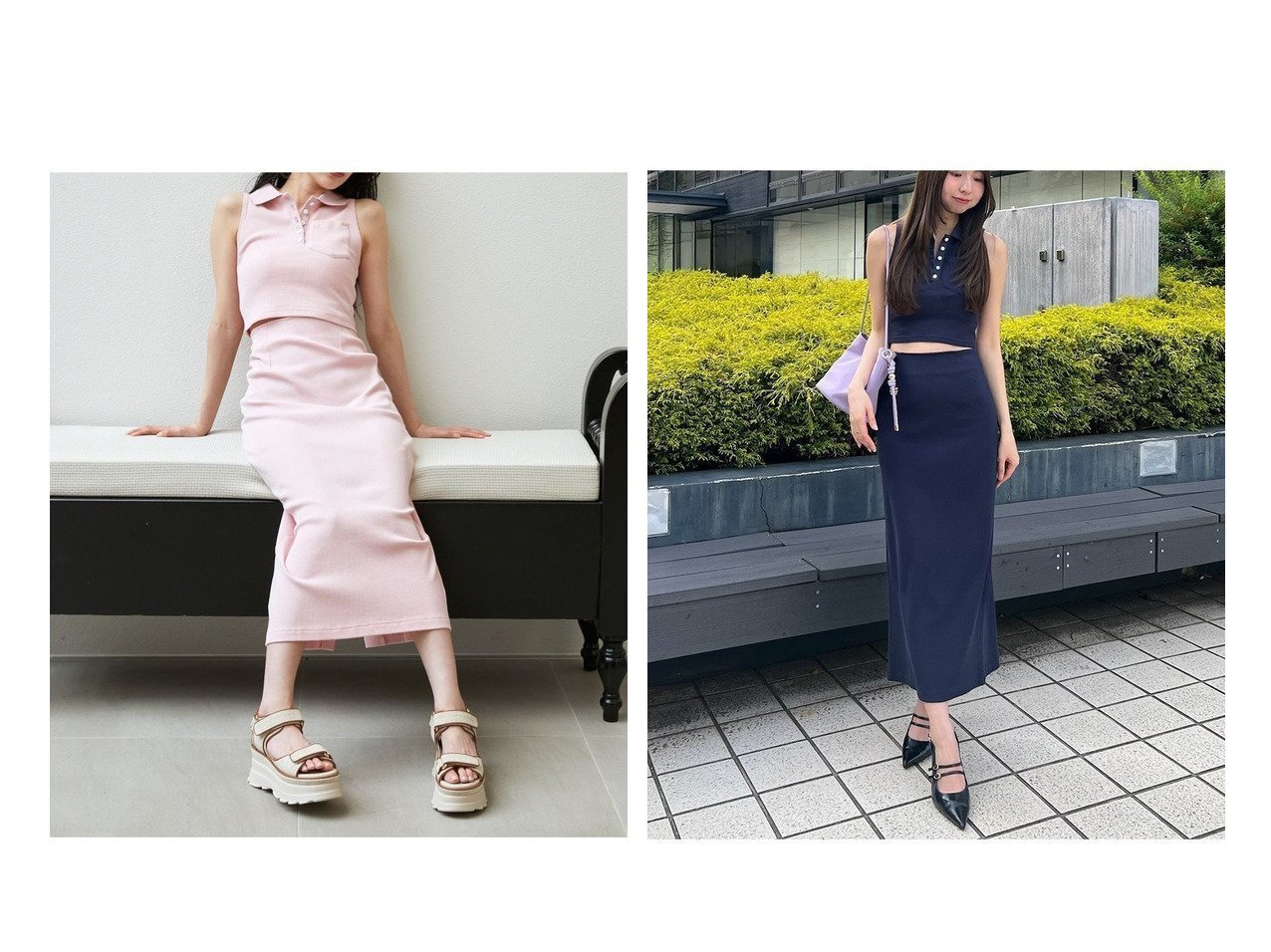 【SNIDEL/スナイデル】涼感ワッフル素材で仕立てた、大人のポロトップス×Iラインスカートセットアップ おすすめ人気トレンドファッション通販アイテム インテリア・キッズ・メンズ・レディースファッション・服の通販 founy(ファニー) 　ファッション　Fashion　レディースファッション　WOMEN　オーガニック　Organic　ジップ　Zip　ストレート　Straight　フィット　Fit　ボーダー　Border　ポケット　Pocket　ワッフル　Waffle　おすすめ　Recommend　|ID:crp329100000218789