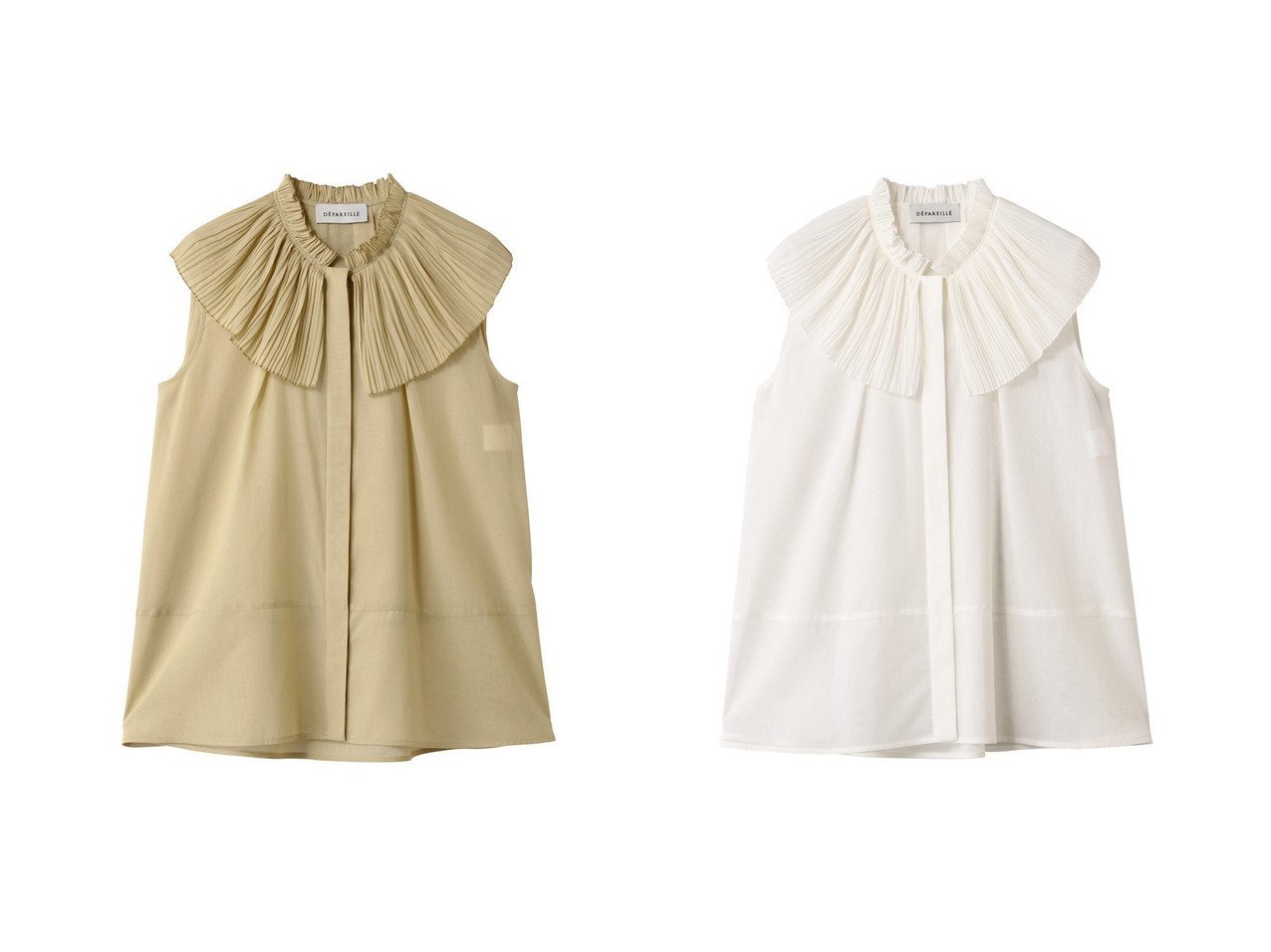 【DEPAREILLE/デパリエ】プリーツカラーが華やぐ主役級ノースリーブブラウス 夏の装いに上品な抜け感をプラス おすすめ人気トレンドファッション通販アイテム インテリア・キッズ・メンズ・レディースファッション・服の通販 founy(ファニー) 　ファッション　Fashion　レディースファッション　WOMEN　トップス・カットソー　Tops/Tshirt　キャミソール / ノースリーブ　No Sleeves　シャツ/ブラウス　Shirts/Blouses　インナー　Inner　カーディガン　Cardigan　シアー　Sheer　ジャケット　Jacket　ノースリーブ　No Sleeve　プリーツ　Pleats　夏　Summer　NEW・新作・新着・新入荷　New Arrivals　ホワイト系　White　イエロー系　Yellow　ブラック系　Black　|ID:crp329100000218815