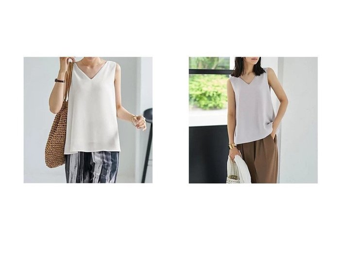 【STYLE DELI/スタイルデリ】洗練Vネックで魅せる、大人のノースリーブブラウス おすすめ人気トレンドファッション通販アイテム 人気、トレンドファッション・服の通販 founy(ファニー) ファッション Fashion レディースファッション WOMEN トップス・カットソー Tops/Tshirt シャツ/ブラウス Shirts/Blouses Vネック V-Neck イエロー Yellow インナー Inner カーディガン Cardigan シンプル Simple ジョーゼット Georgette ストレート Straight スリット Slit タンク Tank デコルテ Decolletage トッパー Topper 定番 Standard ノースリーブ No Sleeve ペチコート Petticoat ペンシル Pencil 夏 Summer |ID:crp329100000218941