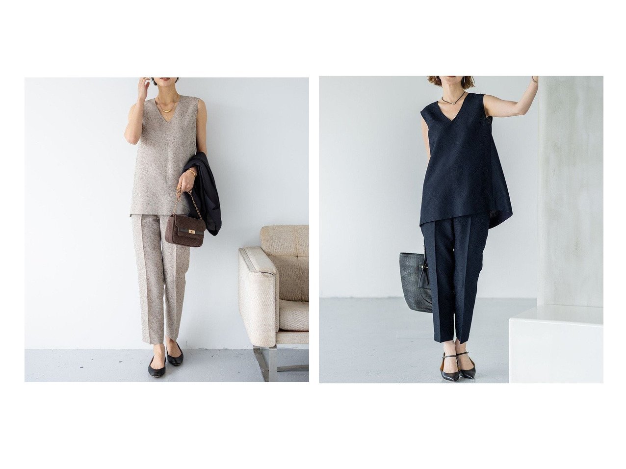 【NIJYUSANKU/23区】品格をまとう、繊細ジャカードのパンツセットアップ おすすめ人気トレンドファッション通販アイテム インテリア・キッズ・メンズ・レディースファッション・服の通販 founy(ファニー) 　ファッション　Fashion　レディースファッション　WOMEN　セットアップ　Setup　パンツ　Pants　春　Spring　ジャカード　Jacquard　セットアップ　Set Up　センター　Center　リネン　Linen　レギュラー　Regular　S/S・春夏　Ss・Spring/Summer　NEW・新作・新着・新入荷　New Arrivals　夏　Summer　エレガント 上品　Elegant　2025年　2025　2025春夏・S/S　Ss,Spring/Summer,2025　ブルー系　Blue　グレー系　Gray　ベージュ系　Beige　|ID:crp329100000218948