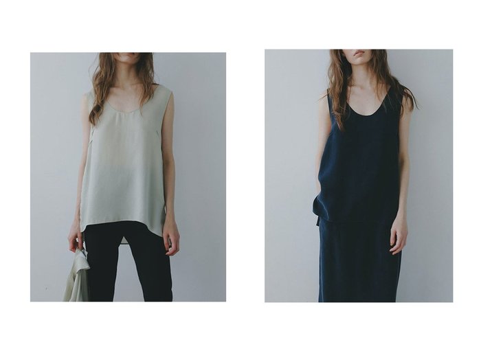 【ETRE TOKYO/エトレトウキョウ】光沢感が美しい上品キュプラタンクトップ おすすめ人気トレンドファッション通販アイテム 人気、トレンドファッション・服の通販 founy(ファニー) 　ファッション　Fashion　レディースファッション　WOMEN　トップス・カットソー　Tops/Tshirt　キャミソール / ノースリーブ　No Sleeves　シャツ/ブラウス　Shirts/Blouses　おすすめ　Recommend　なめらか　Smooth　キュプラ　Cupra　シンプル　Simple　ジャケット　Jacket　スリット　Slit　セットアップ　Set Up　タンク　Tank　ノースリーブ　No Sleeve　フロント　Front　エレガント 上品　Elegant　NEW・新作・新着・新入荷　New Arrivals　|ID:crp329100000218971