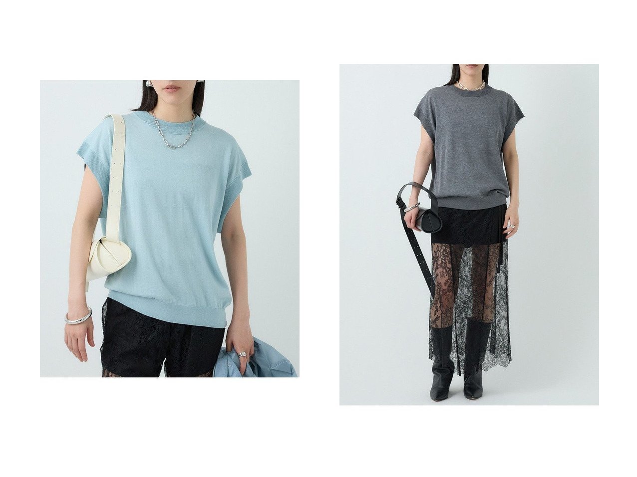 【Chaos/カオス】シルクの艶とコットンの心地よさが魅力、大人のTシャツニット おすすめ人気トレンドファッション通販アイテム インテリア・キッズ・メンズ・レディースファッション・服の通販 founy(ファニー) 　ファッション　Fashion　レディースファッション　WOMEN　トップス・カットソー　Tops/Tshirt　ニット　Knit Tops　プルオーバー　Pullover　シルク　Silk　スリーブ　Sleeve　バランス　Balance　エレガント 上品　Elegant　NEW・新作・新着・新入荷　New Arrivals　秋　Autumn/Fall　グレー系　Gray　ブルー系　Blue　|ID:crp329100000219012