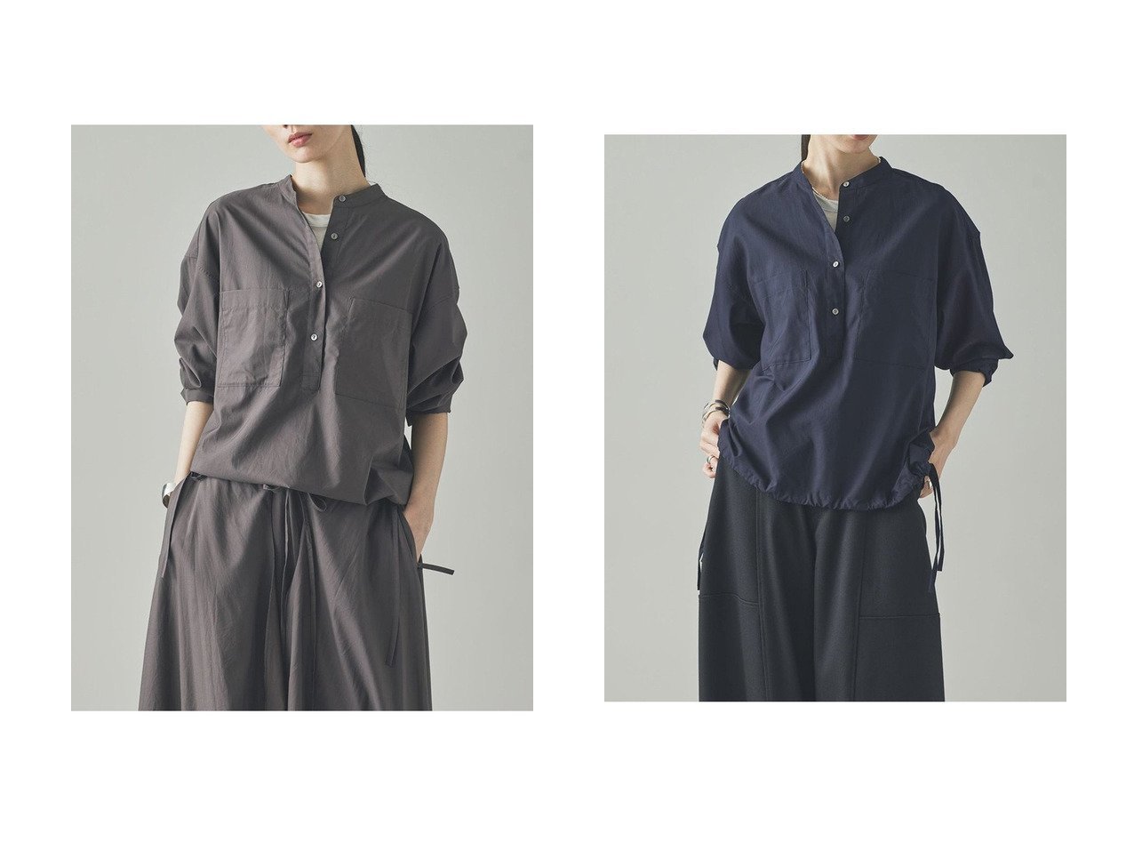 【Curensology/カレンソロジー】抜け感と上品さを両立するボクシーシルエットブラウス おすすめ人気トレンドファッション通販アイテム インテリア・キッズ・メンズ・レディースファッション・服の通販 founy(ファニー) 　ファッション　Fashion　レディースファッション　WOMEN　トップス・カットソー　Tops/Tshirt　シャツ/ブラウス　Shirts/Blouses　スリーブ　Sleeve　セットアップ　Set Up　ブラウジング　Browsing　モダン　Modern　ロング　Long　NEW・新作・新着・新入荷　New Arrivals　日本製　Made In Japan　グレー系　Gray　ブルー系　Blue　|ID:crp329100000219060