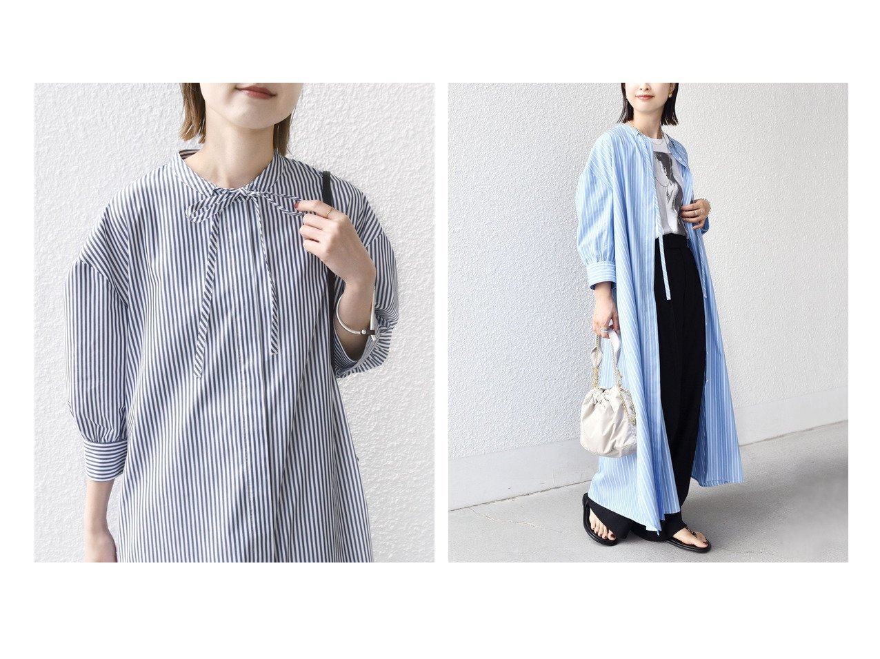【SHIPS/シップス フォー ウィメン】着こなし自在なストライプ柄シャツワンピース おすすめ人気トレンドファッション通販アイテム インテリア・キッズ・メンズ・レディースファッション・服の通販 founy(ファニー) 　ファッション　Fashion　レディースファッション　WOMEN　ワンピース　Dress　シャツワンピース　Shirt Dresses　2025年　2025　2025春夏・S/S　Ss,Spring/Summer,2025　サンダル　Sandals　スタンド　Stand　ストライプ　Stripe　スニーカー　Sneakers　フロント　Front　ミックス　Mix　リボン　Ribbon　ブルー系　Blue　|ID:crp329100000219071