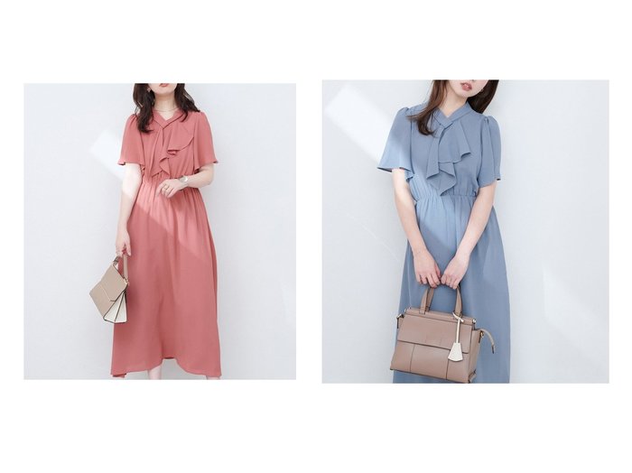 【natural couture/ナチュラルクチュール】優雅に揺れるフリルが魅力、ボウタイ付きアシメラッフルワンピース おすすめ人気トレンドファッション通販アイテム 人気、トレンドファッション・服の通販 founy(ファニー) ファッション Fashion レディースファッション WOMEN ワンピース Dress 2025年 2025 2025春夏・S/S Ss,Spring/Summer,2025 エアリー Airy カーディガン Cardigan ジャケット Jacket フリル Frills ポケット Pocket リラックス Relax エレガント 上品 Elegant |ID:crp329100000219095