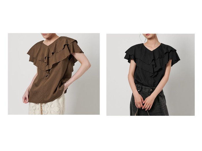 【BEAUTY&YOUTH / UNITED ARROWS/ビューティ&ユース ユナイテッドアローズ】アシンメトリーラッフルが華やかに揺れる、主役級ブラウス おすすめ人気トレンドファッション通販アイテム 人気、トレンドファッション・服の通販 founy(ファニー) 　ファッション　Fashion　レディースファッション　WOMEN　トップス・カットソー　Tops/Tshirt　シャツ/ブラウス　Shirts/Blouses　おすすめ　Recommend　アシンメトリー　Asymmetry　インナー　Inner　ウォッシャブル　Washable　シンプル　Simple　スタイリッシュ　Stylish　ストライプ　Stripe　スラックス　Slacks　ボトム　Bottom　ラッフル　Raffle　エレガント 上品　Elegant　夏　Summer　|ID:crp329100000219103