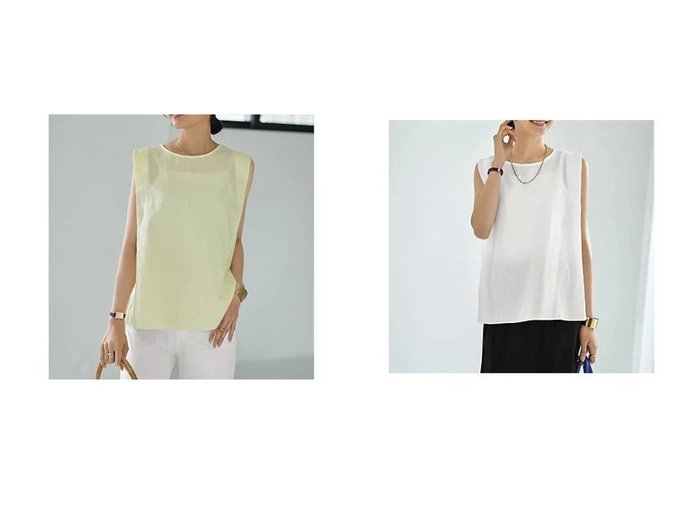 【STYLE DELI/スタイルデリ】涼しさと上品さを両立する、麻混ナチュラルブラウス おすすめ人気トレンドファッション通販アイテム 人気、トレンドファッション・服の通販 founy(ファニー) 　ファッション　Fashion　レディースファッション　WOMEN　トップス・カットソー　Tops/Tshirt　シャツ/ブラウス　Shirts/Blouses　イエロー　Yellow　カーディガン　Cardigan　ギャザー　Gather　シンプル　Simple　スクエア　Square　スリット　Slit　トッパー　Topper　トレンド　Trend　定番　Standard　ノースリーブ　No Sleeve　フォルム　Form　ボックス　Box　ラウンド　Round　レース　Race　夏　Summer　|ID:crp329100000219130