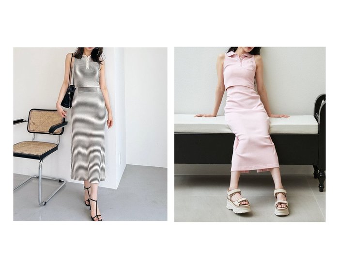 【SNIDEL/スナイデル】夏の装いに最適 涼感ワッフル素材のポロトップス＆Iラインスカートセット おすすめ人気トレンドファッション通販アイテム 人気、トレンドファッション・服の通販 founy(ファニー) 　ファッション　Fashion　レディースファッション　WOMEN　オーガニック　Organic　ジップ　Zip　ストレート　Straight　フィット　Fit　ボーダー　Border　ポケット　Pocket　ワッフル　Waffle　おすすめ　Recommend　|ID:crp329100000219133