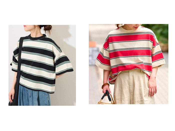 【JOURNAL STANDARD relume/ジャーナルスタンダード レリューム】レトロカラーが映える 太ピッチボーダーTシャツ おすすめ人気トレンドファッション通販アイテム 人気、トレンドファッション・服の通販 founy(ファニー) 　ファッション　Fashion　レディースファッション　WOMEN　トップス・カットソー　Tops/Tshirt　シャツ/ブラウス　Shirts/Blouses　ロング / Tシャツ　T-Shirts　2025年　2025　2025春夏・S/S　Ss,Spring/Summer,2025　おすすめ　Recommend　スポーツ　Sports　ボーダー　Border　ミリタリー　Military　リアル　Real　リラックス　Relax　ワーク　Work　夏　Summer　|ID:crp329100000219145